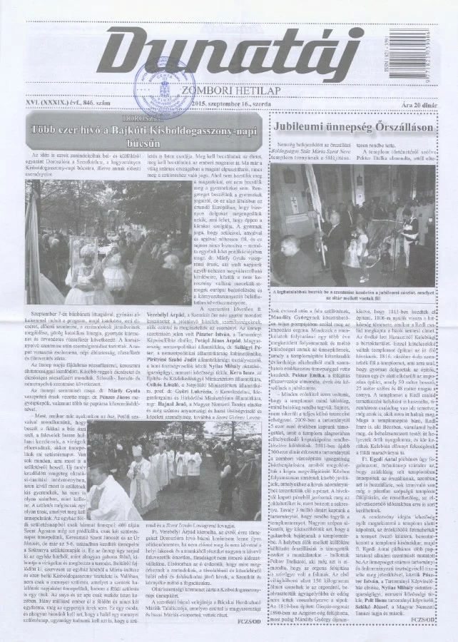 Dunatáj, 17. évf. 2015. szeptember 16. 846. sz.