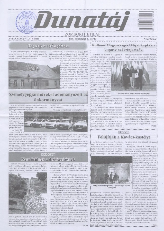 Dunatáj, 17. évf. 2015. szeptember 2. 844. sz.