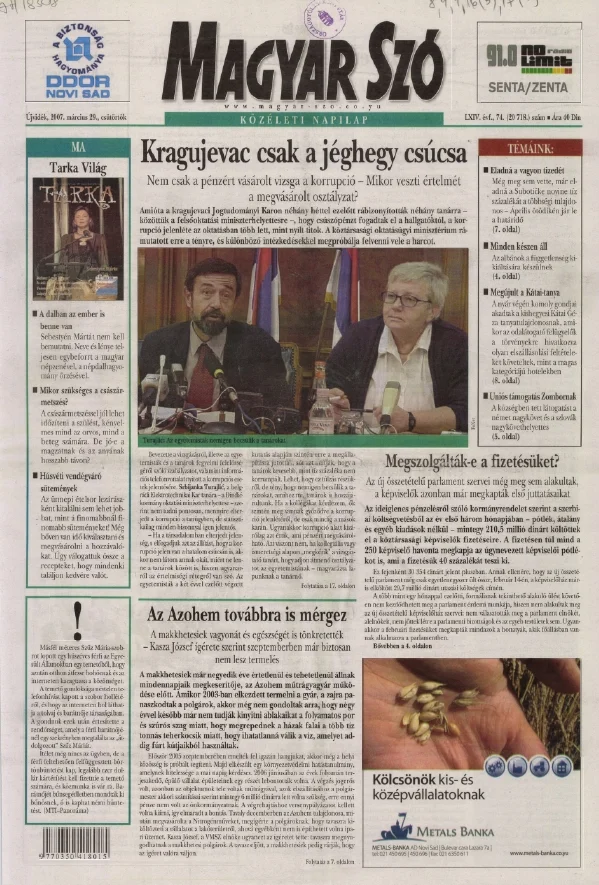 Magyar Szó, 64. évf. 2007. március 29. 74. sz. 1–20. oldal