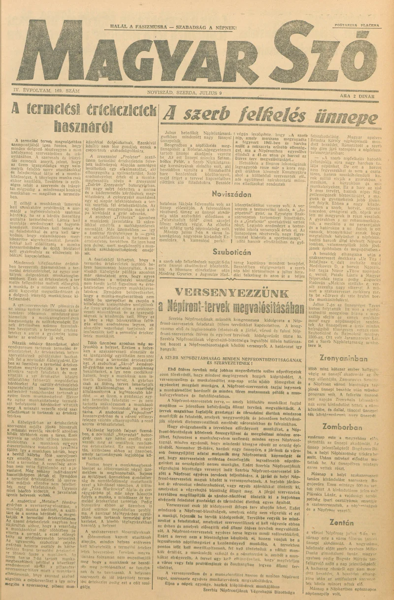 Magyar Szó, 4. évf. 1947. július 9. 169. sz. 1–6. oldal