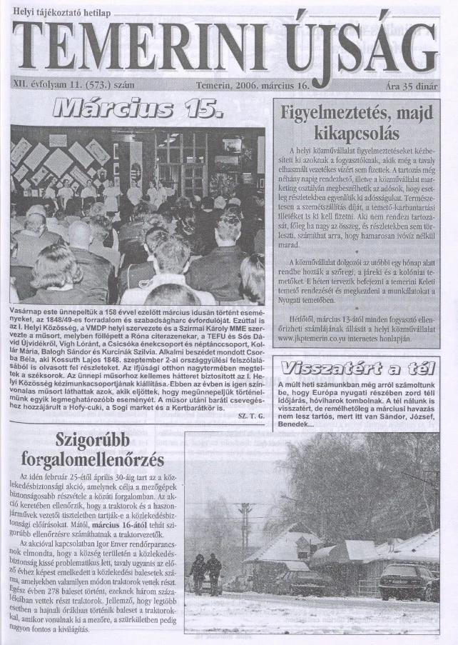 Temerini Újság, 12. évf. 2006. március 16. 11. sz.