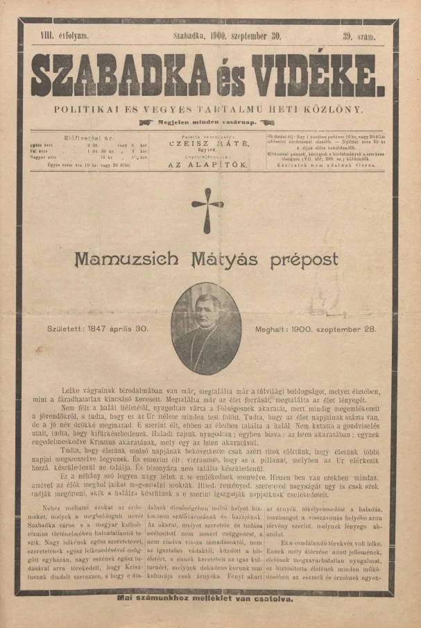 Szabadka és vidéke II, 8. évf. 1900. szeptember 30. 39. sz.