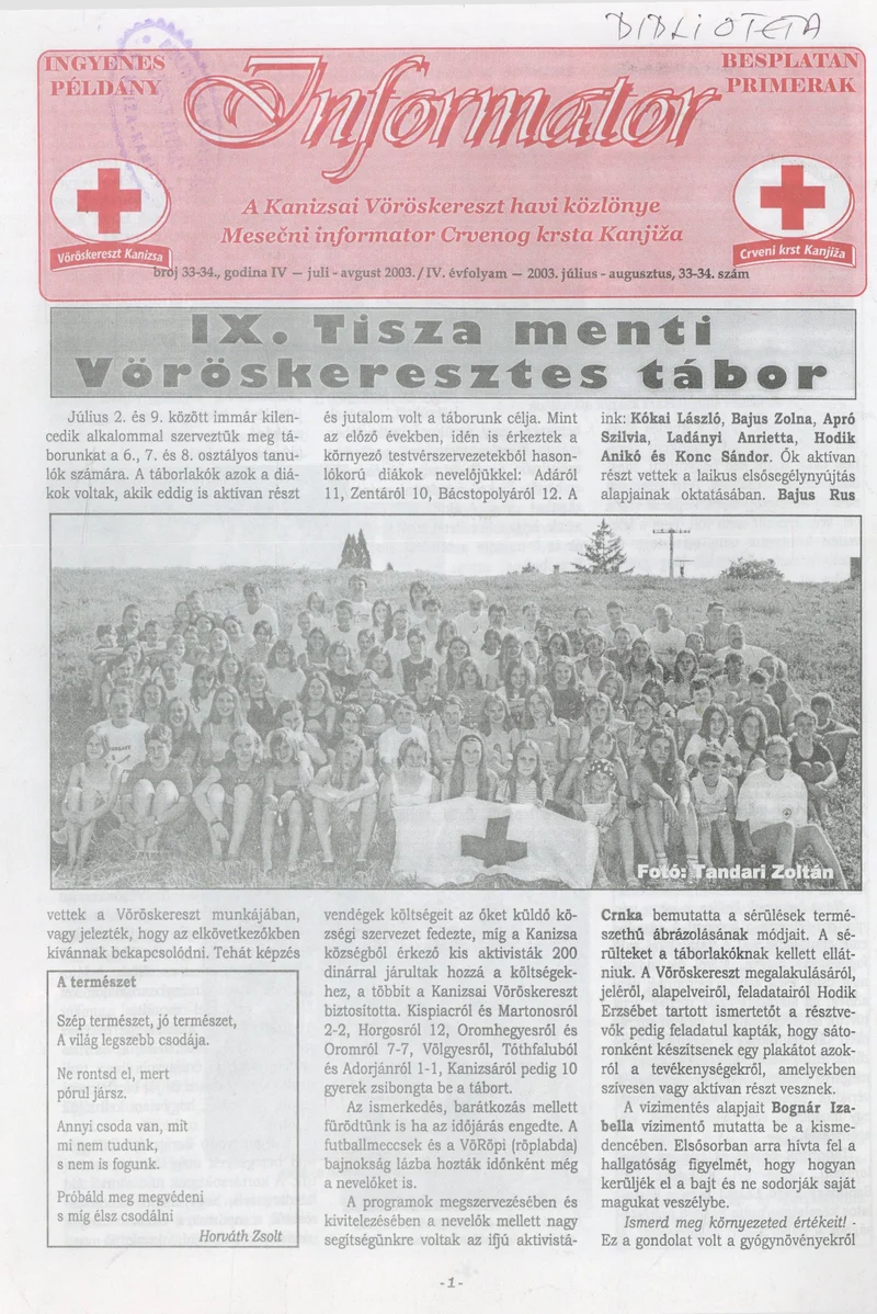 Informator, 4. évf. 2003. július 1. – augusztus 1. 33–34. sz.
