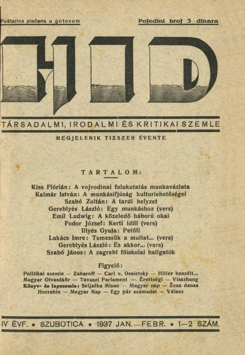 Híd, 4. évf. 1937. január – február. 1–2. sz. 1–36. oldal