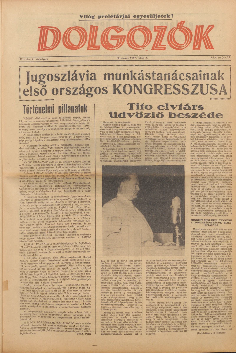 Dolgozók, 11. évf. 1957. július 2. 27. sz.