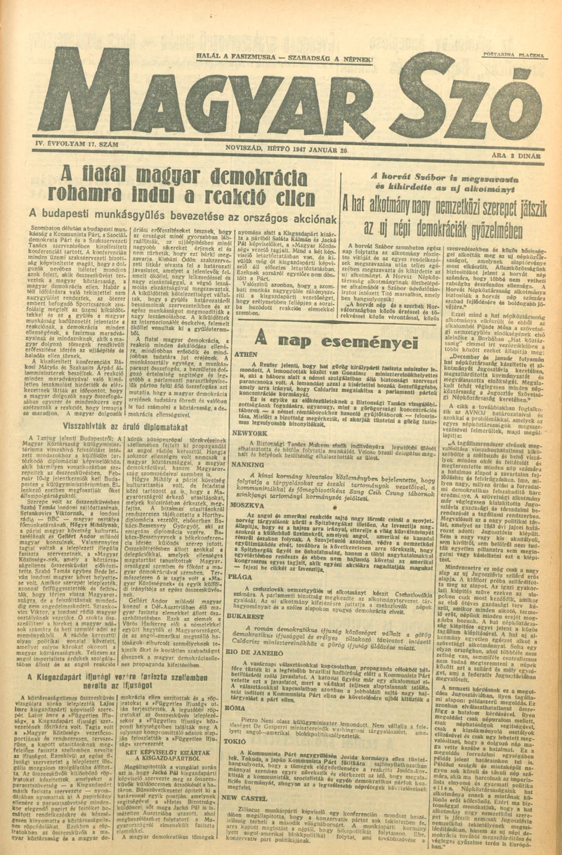 Magyar Szó, 4. évf. 1947. január 20. 17. sz. 1–4. oldal