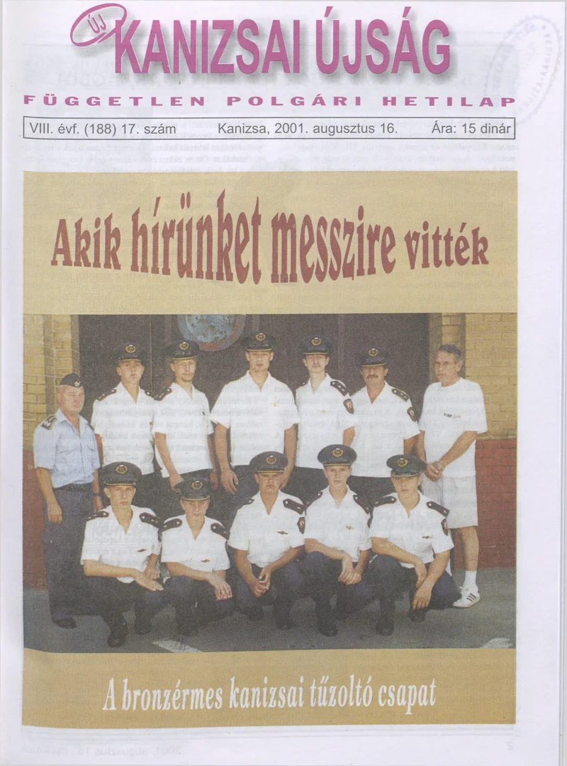 Új Kanizsai Újság, 8. évf. 2001. augusztus 16. 17. sz.