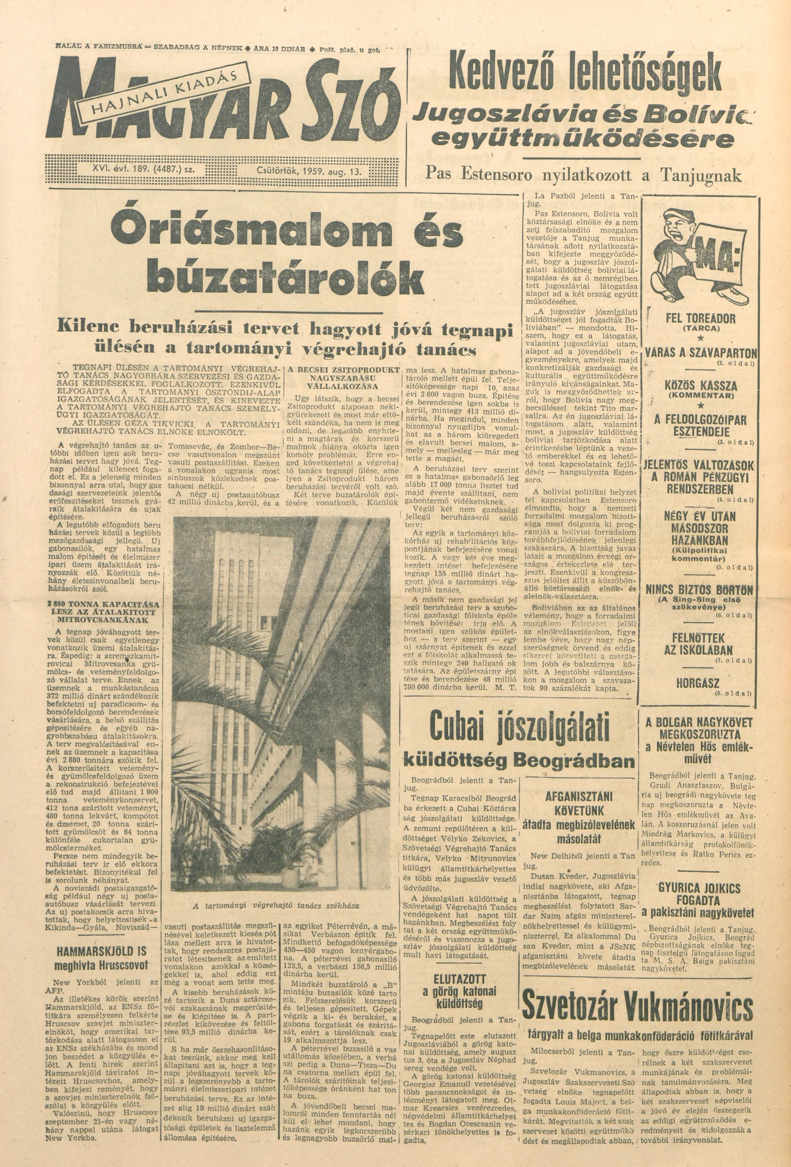 Magyar Szó, 16. évf. 1959. augusztus 13. 189. sz. 1–20. oldal