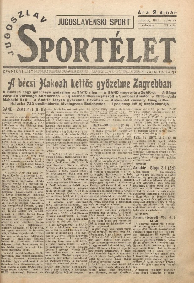 Jugoszláv sportélet, 2. évf. 1923. június 25. 23. sz.