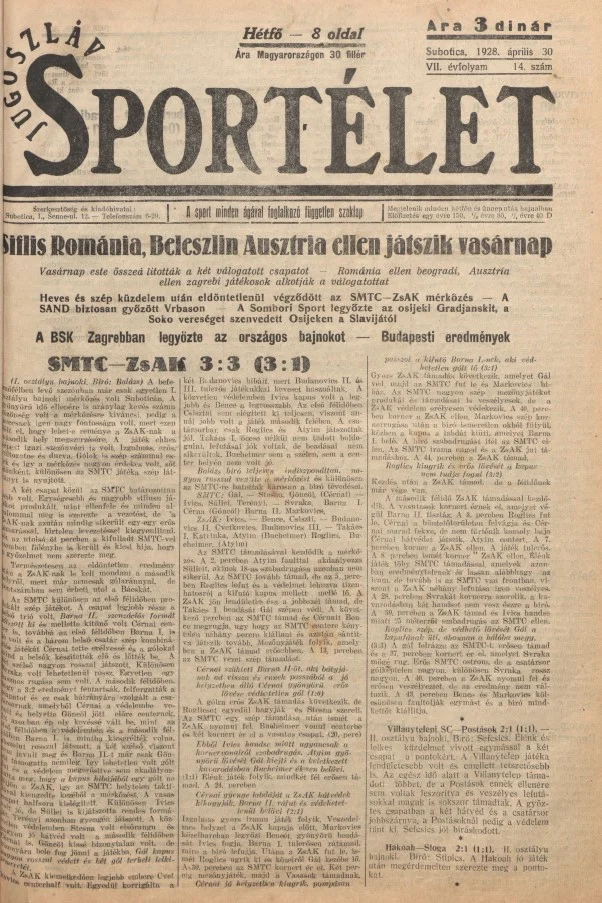 Jugoszláv sportélet, 7. évf. 1928. április 30. 14. sz.