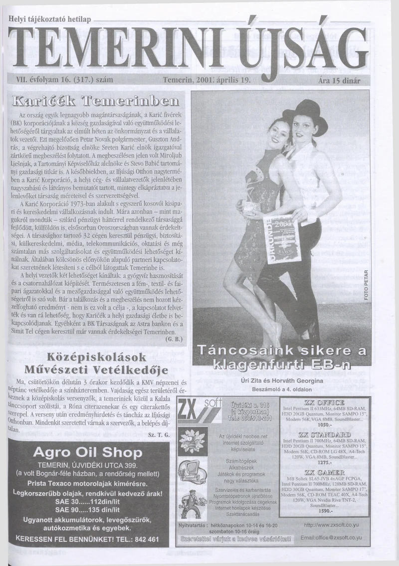 Temerini Újság, 7. évf. 2001. április 19. 16. sz.