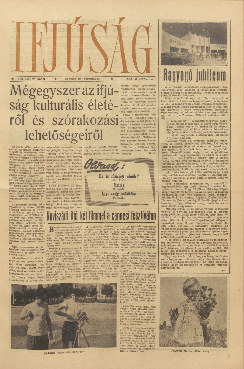 Ifjúság, 13. évf. 1957. augusztus 30. 617. sz.