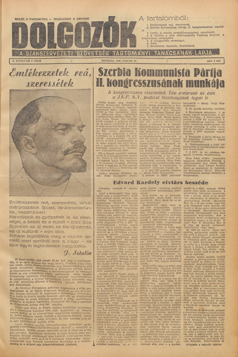 Dolgozók, 3. évf. 1949. január 21. 4. sz.