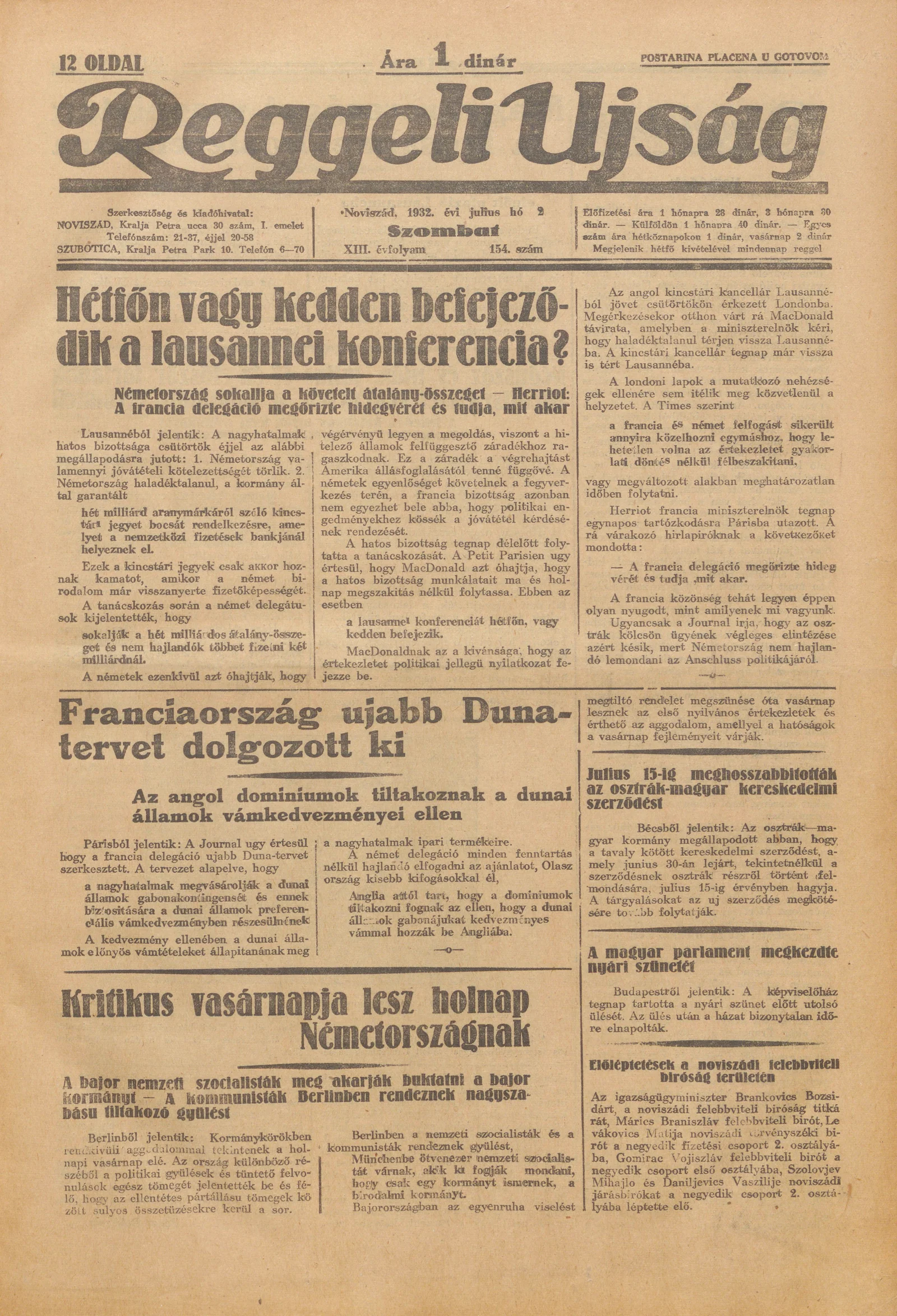 Reggeli Újság, 13. évf. 1932. július 2. 154. sz.