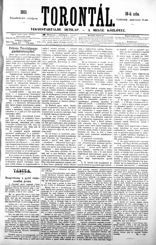 Torontál, 12. évf. 1883. március 8. 10. sz.