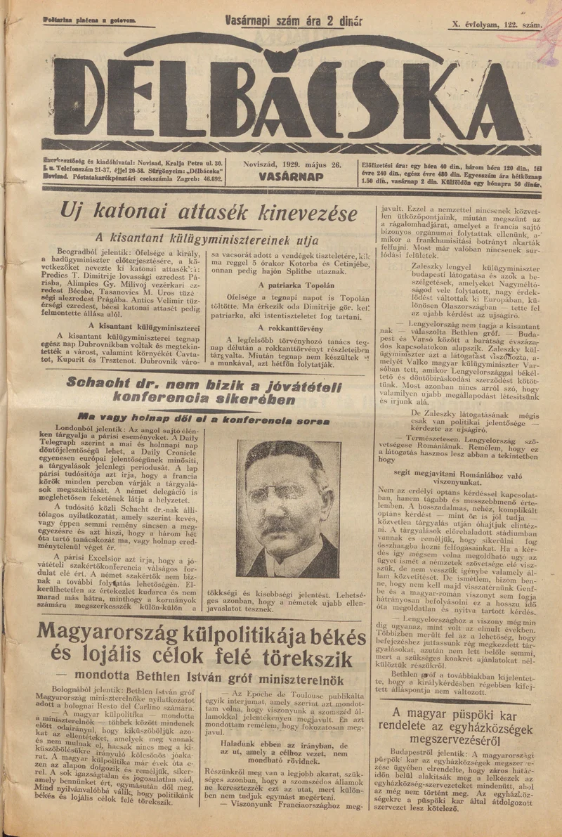 Délbácska, 10. évf. 1929. május 26. 122. sz.