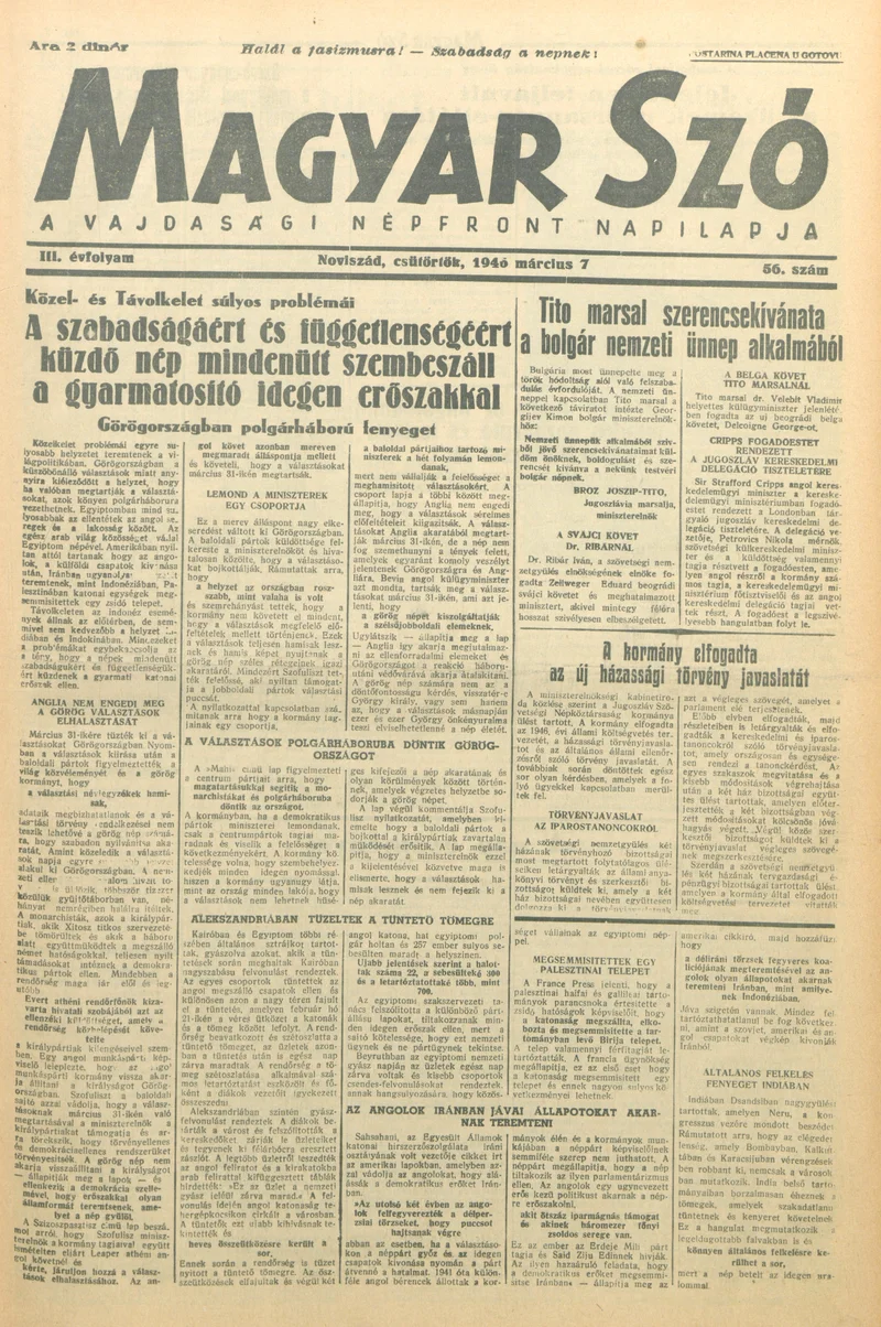 Magyar Szó, 3. évf. 1946. március 7. 56. sz. 1–6. oldal