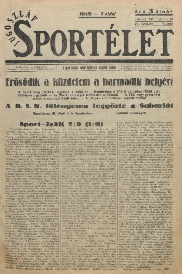 Jugoszláv sportélet, 7. évf. 1928. március 19. 7. sz.