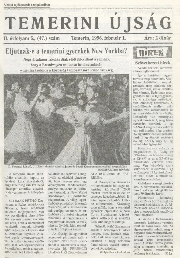 Temerini Újság, 2. évf. 1996. február 1. 5. sz.