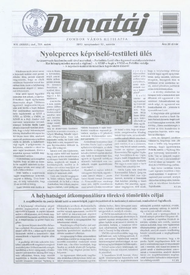 Dunatáj, 14. évf. 2012. szeptember 12. 701. sz.