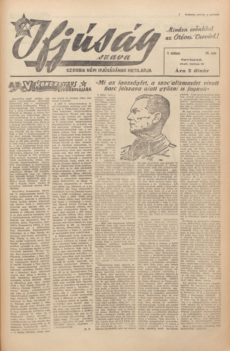 Ifjúság Szava, 5. évf. 1949. július 16. 201. sz.