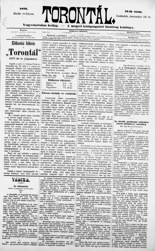 Torontál, 5. évf. 1876. december 21. 51. sz.