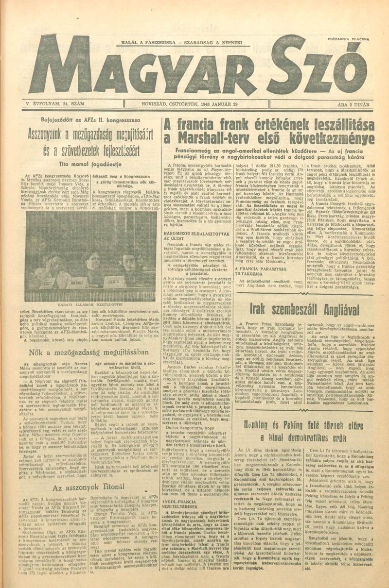 Magyar Szó, 5. évf. 1948. január 29. 24. sz. 1–8. oldal
