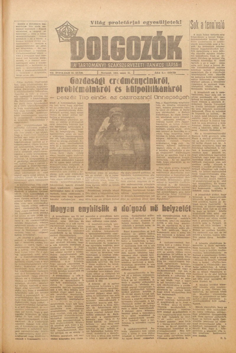 Dolgozók, 8. évf. 1954. szeptember 21. 39. sz.