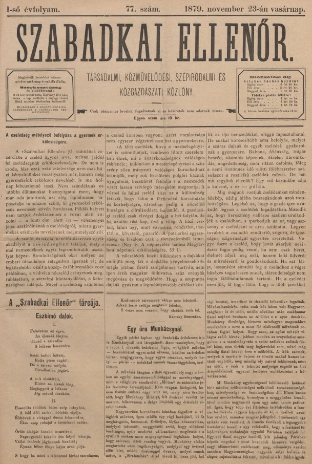 Szabadkai Ellenőr, 1. évf. 1879. november 23. 77. sz.
