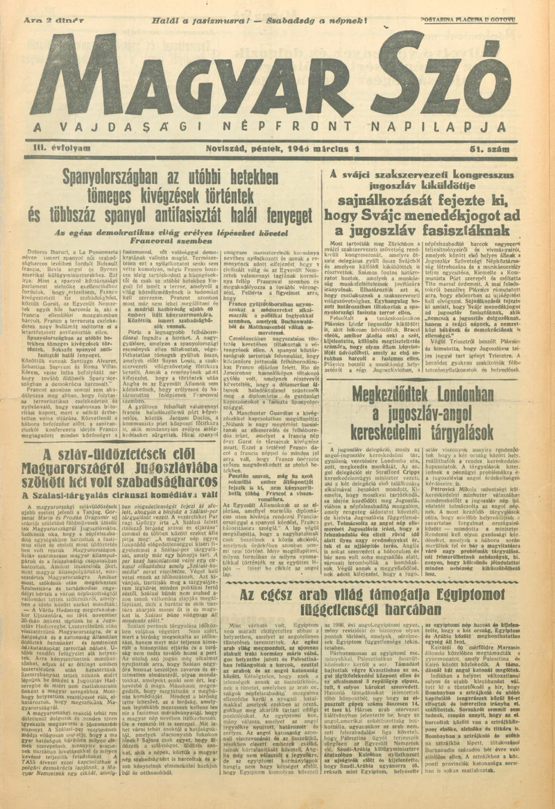 Magyar Szó, 3. évf. 1946. március 1. 51. sz. 1–6. oldal