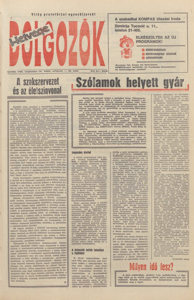 Dolgozók, 34. évf. 1980. szeptember 25. 38. sz.