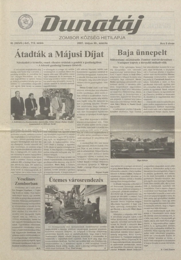 Dunatáj, 3. évf. 2001. május 30. 112. sz.