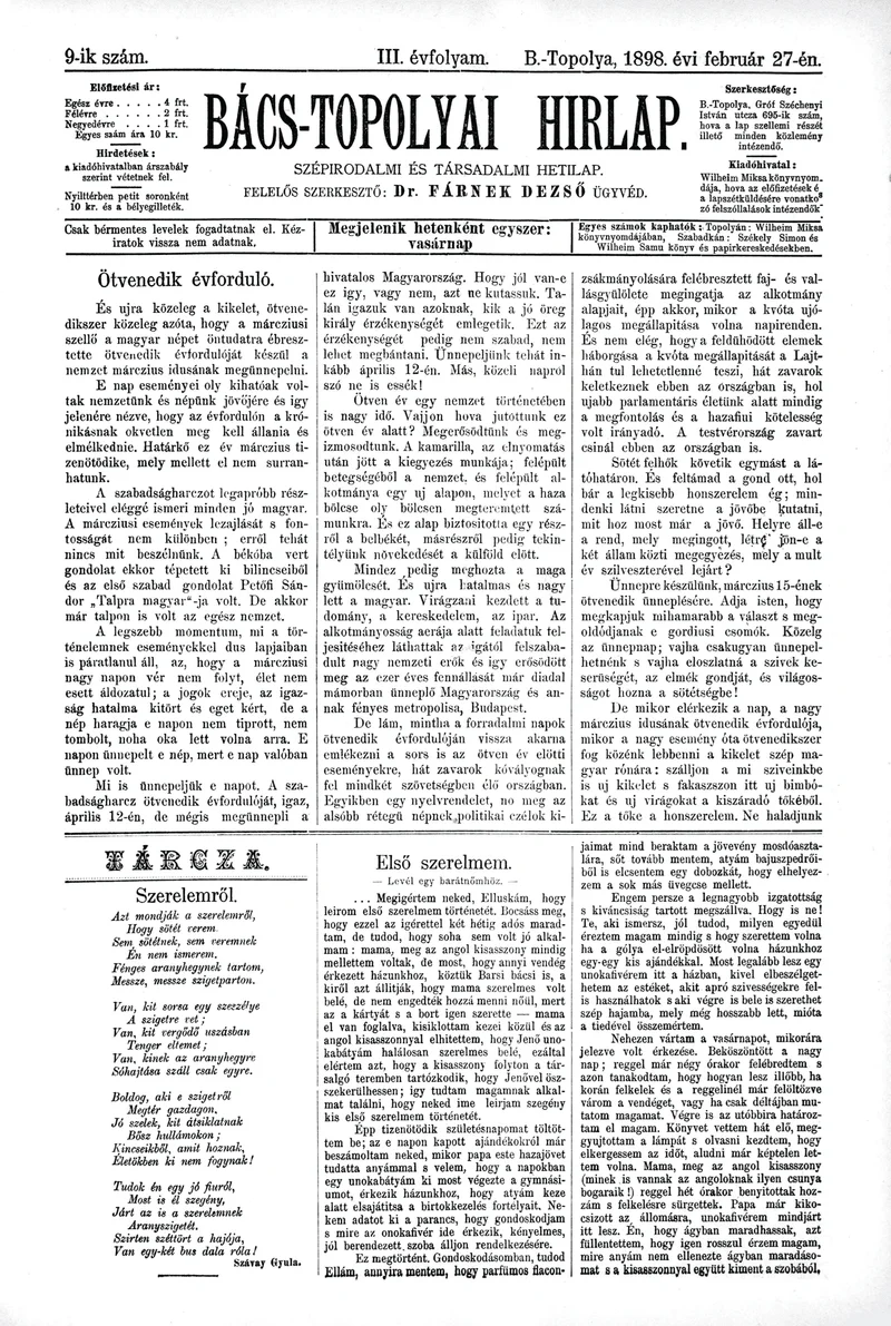 Bács-Topolyai Hirlap, 3. évf. 1898. február 27. 9. sz.