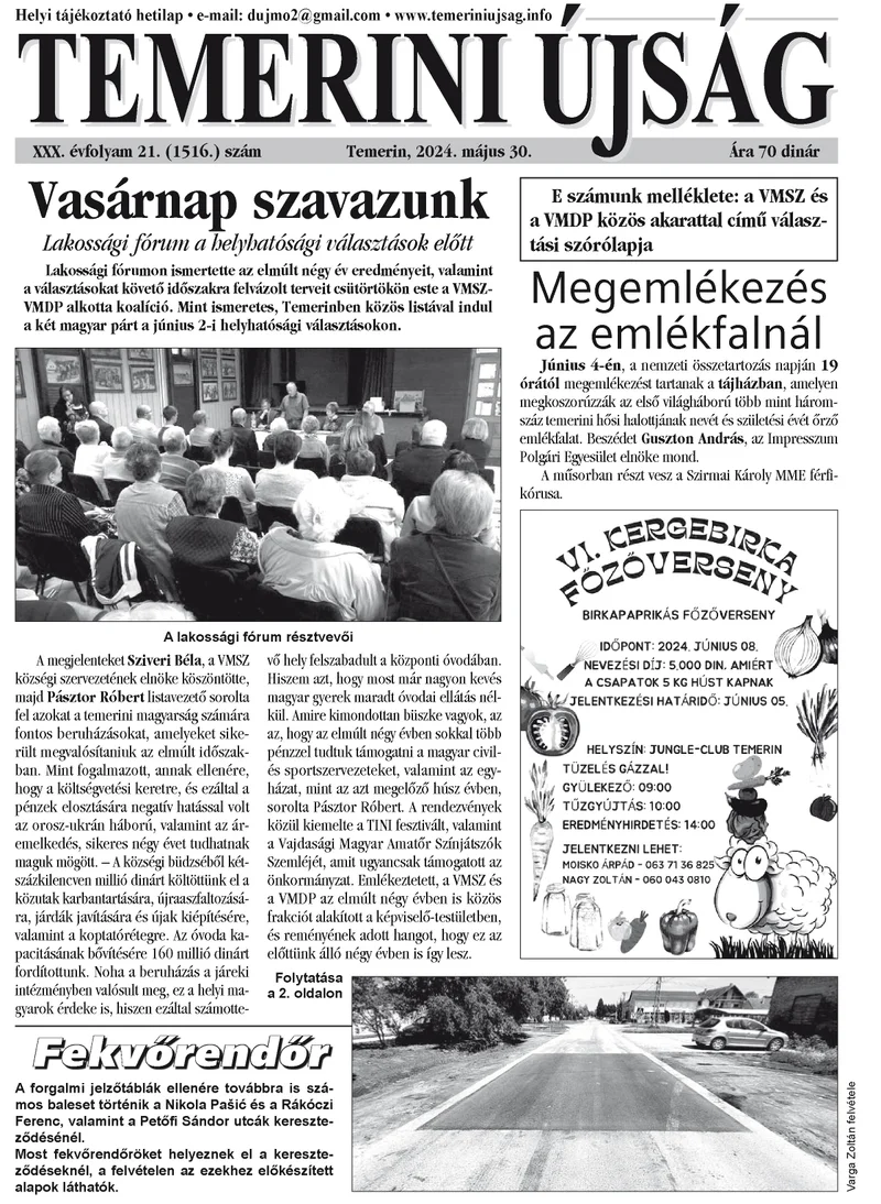 Temerini Újság, 30. évf. 2024. május 30. 21. sz.