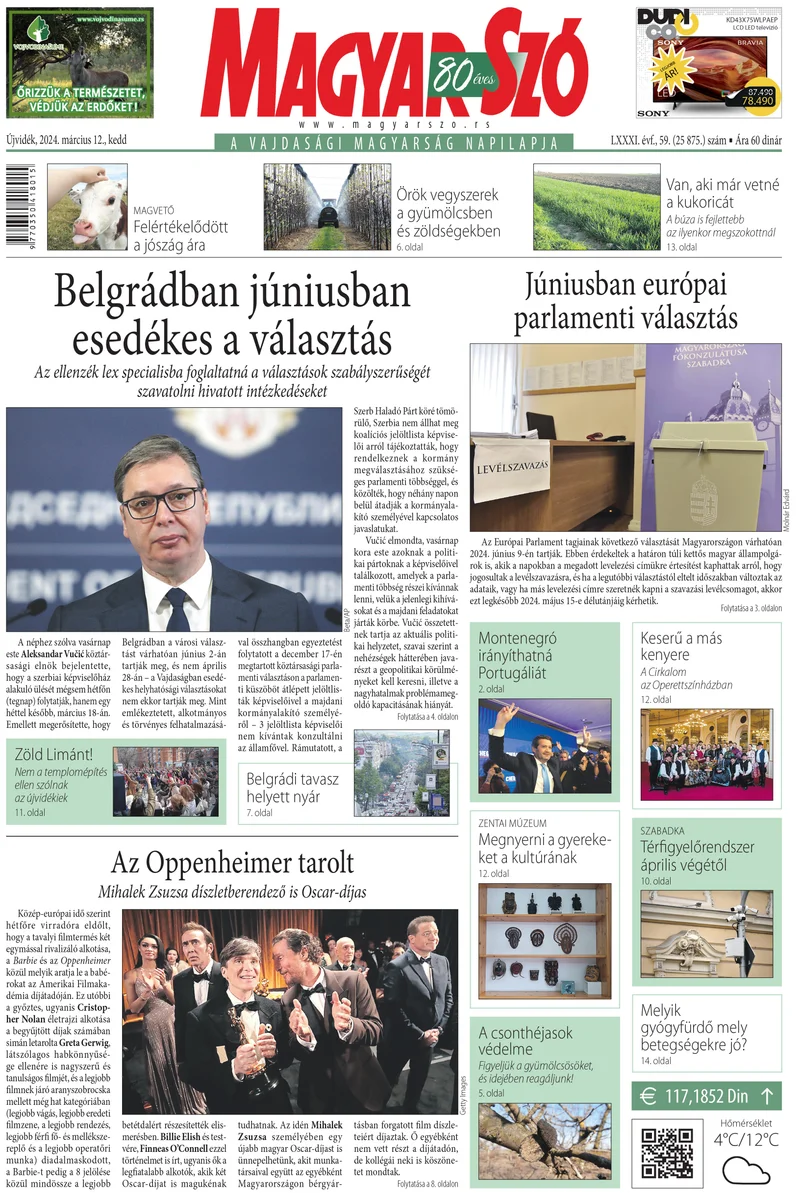 Magyar Szó, 81. évf. 2024. március 12. 59. sz. 1–20. oldal