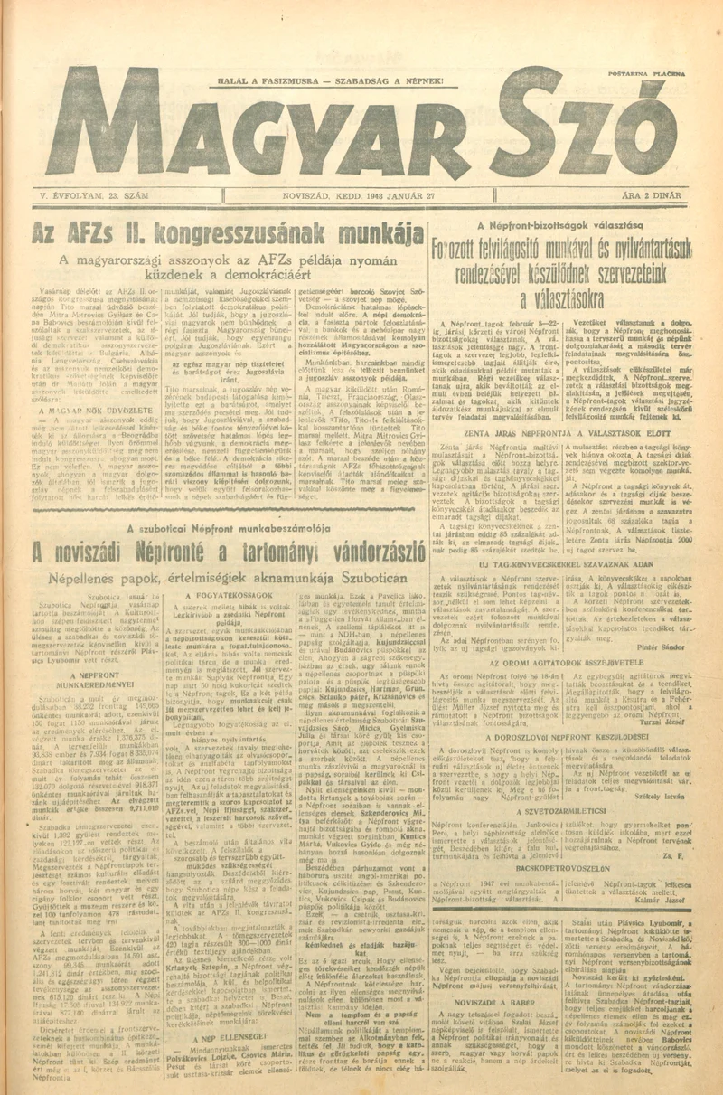 Magyar Szó, 5. évf. 1948. január 27. 23. sz. 1–6. oldal