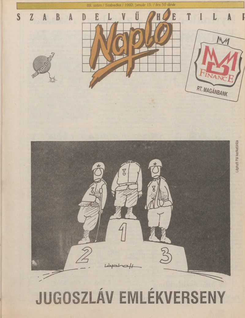 Napló - Szabadelvű hetilap, 3. évf. 1992. január 15. 89. sz.