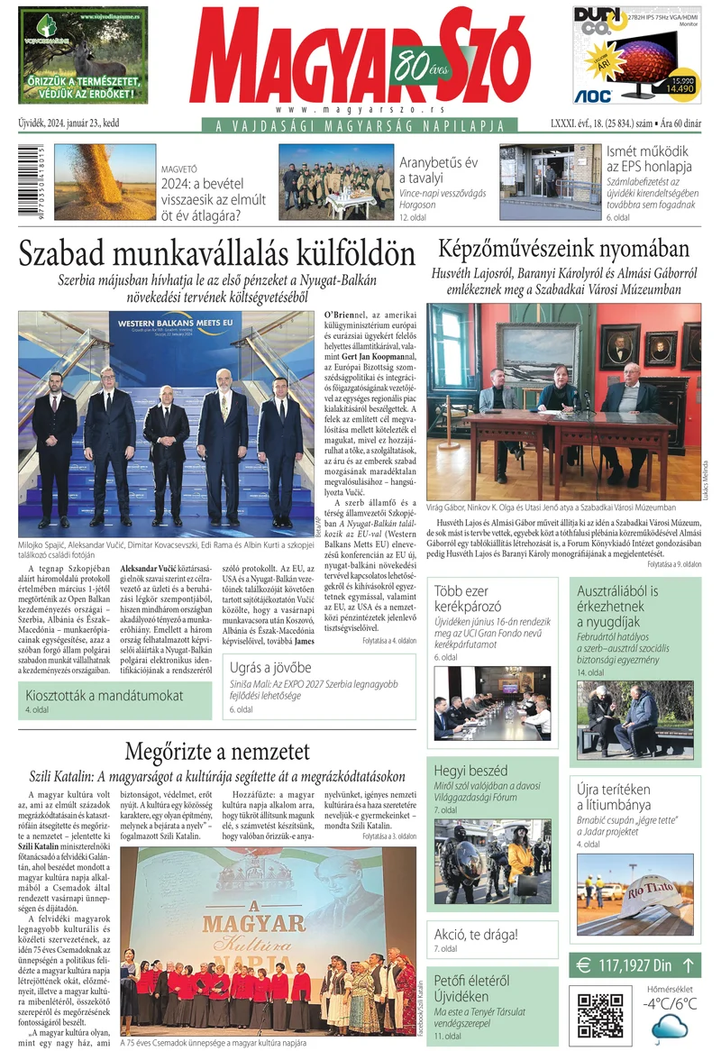 Magyar Szó, 81. évf. 2024. január 23. 18. sz. 1–20. oldal