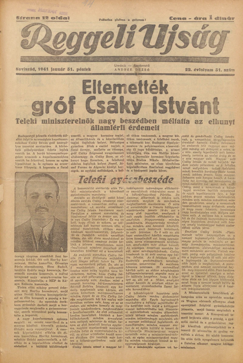 Reggeli Újság, 22. évf. 1941. január 31. 31. sz.