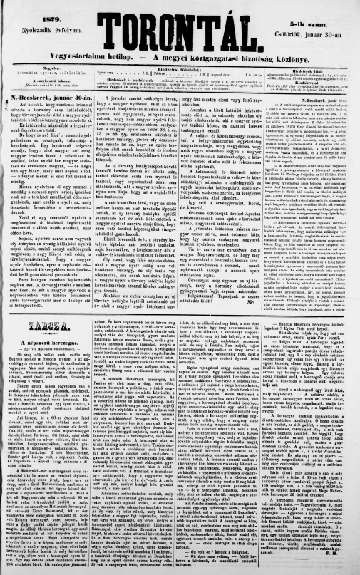 Torontál, 8. évf. 1879. január 30. 5. sz.