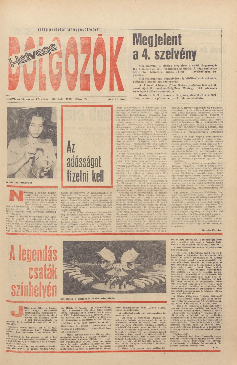 Dolgozók, 37. évf. 1983. július 7. 27. sz.