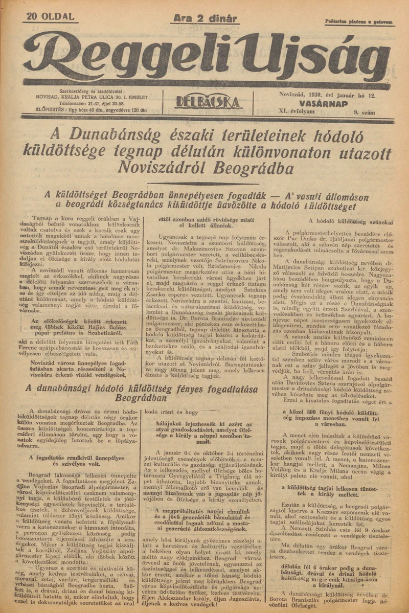 Reggeli Újság, 11. évf. 1930. január 12. 9. sz.