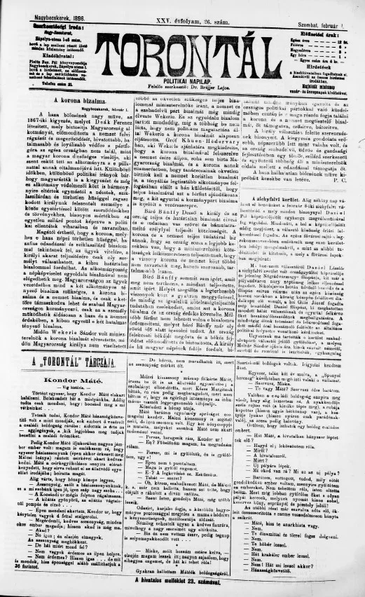 Torontál, 25. évf. 1896. február 1. 26. sz.