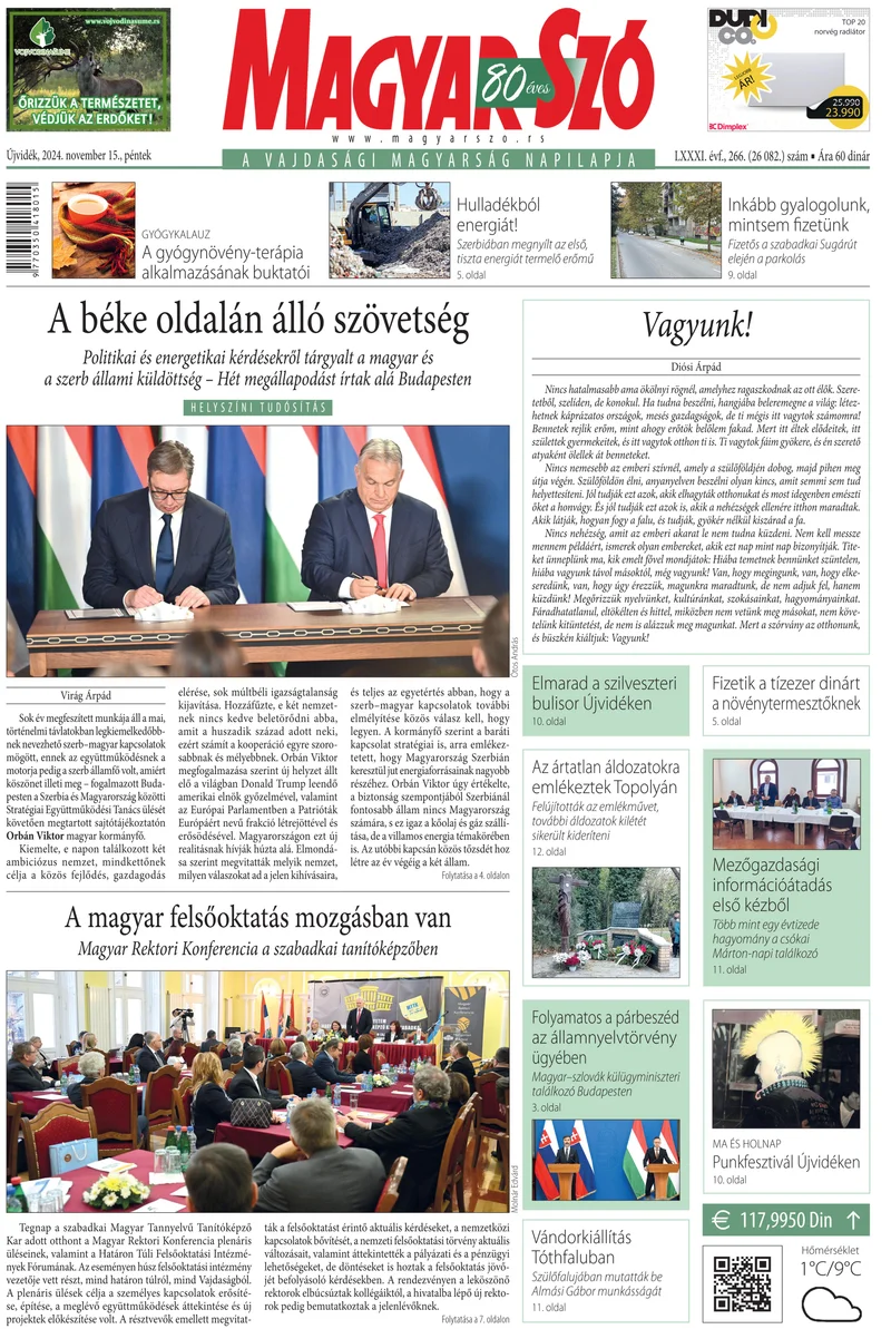 Magyar Szó, 81. évf. 2024. november 15. 266. sz. 1–16. oldal