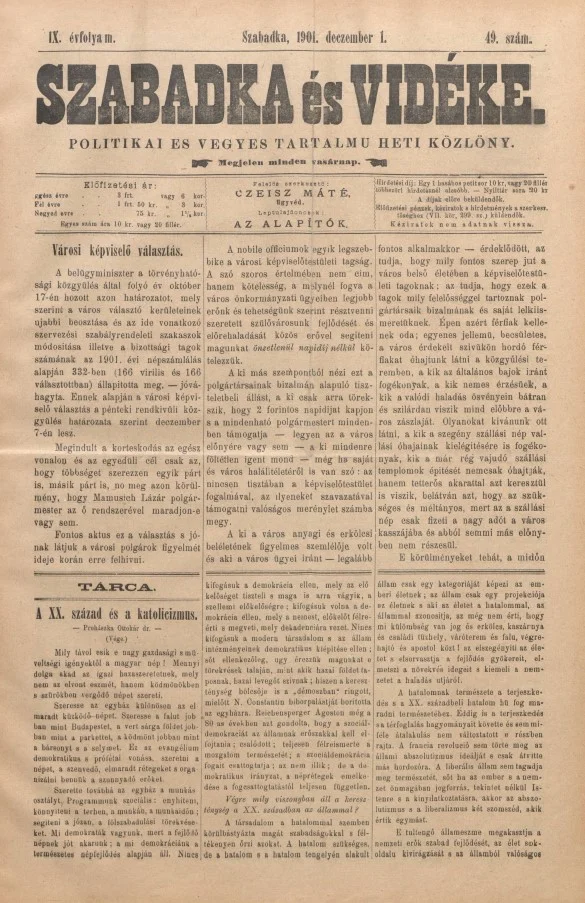 Szabadka és vidéke II, 9. évf. 1901. december 1. 49. sz.