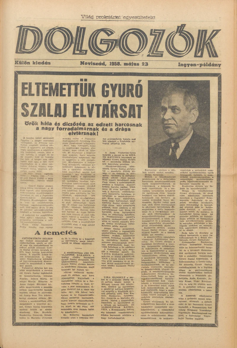 Dolgozók, 12. évf. 1958. május 23.