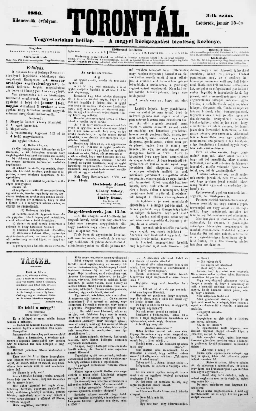 Torontál, 9. évf. 1880. január 15. 3. sz.