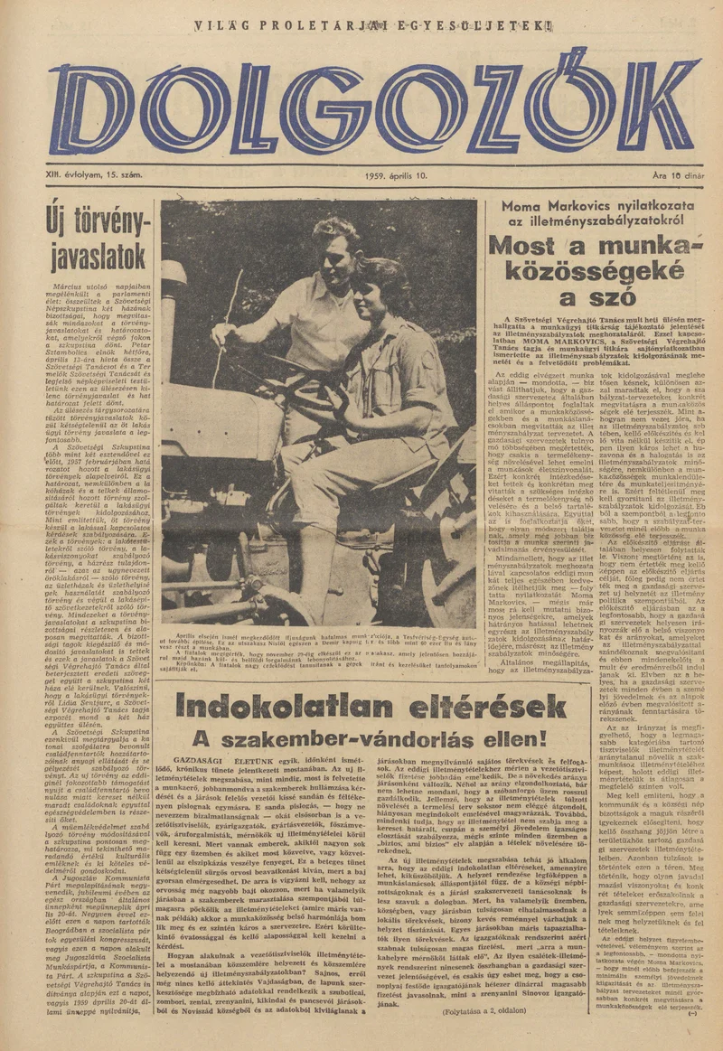 Dolgozók, 13. évf. 1959. április 10. 15. sz.