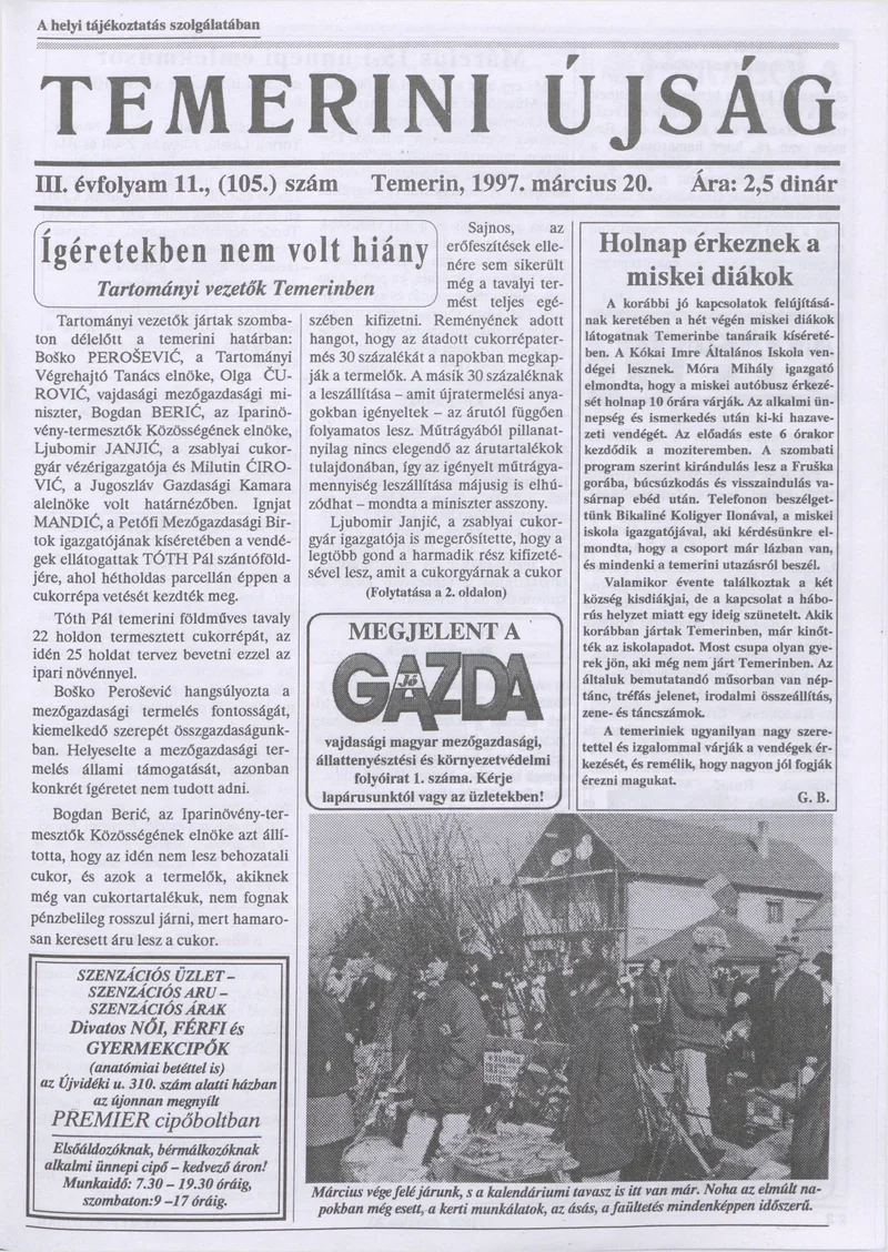 Temerini Újság, 3. évf. 1997. március 20. 11. sz.