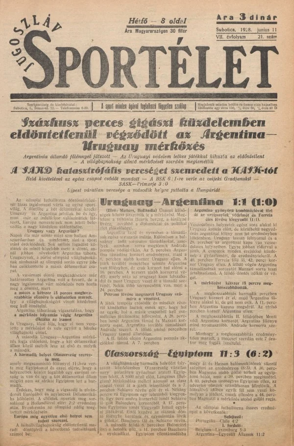 Jugoszláv sportélet, 7. évf. 1928. június 11. 21. sz.